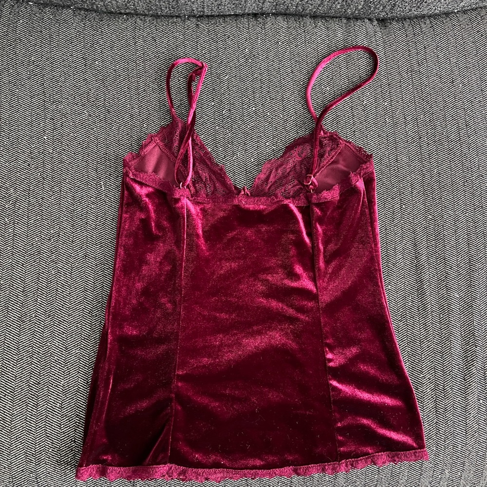 Velvet burgundy Lace cami, size small.